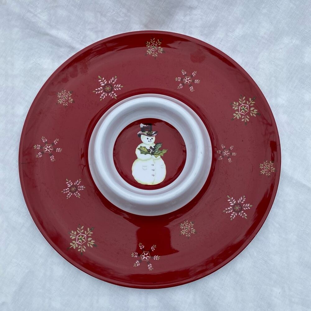 TRACY 13”‎ Melamine Christmas Snowman Chip & Dip Server